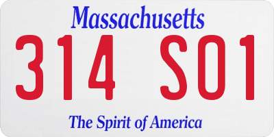 MA license plate 314SO1