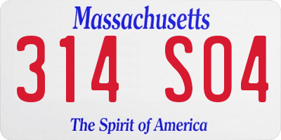 MA license plate 314SO4