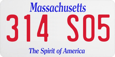 MA license plate 314SO5
