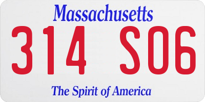 MA license plate 314SO6