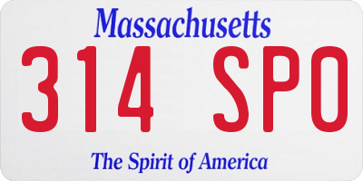MA license plate 314SP0