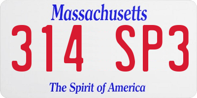 MA license plate 314SP3