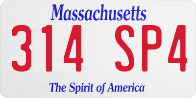 MA license plate 314SP4