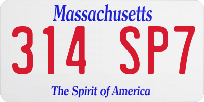 MA license plate 314SP7