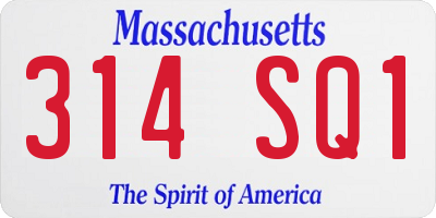 MA license plate 314SQ1