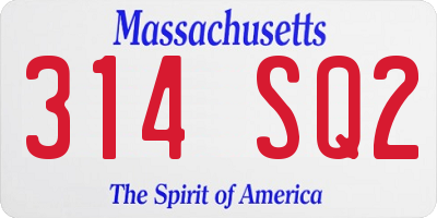 MA license plate 314SQ2