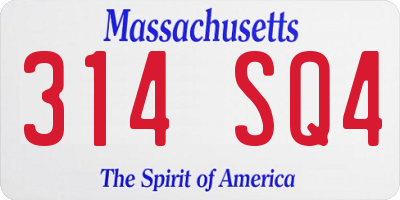 MA license plate 314SQ4