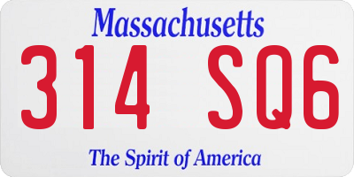 MA license plate 314SQ6