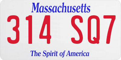 MA license plate 314SQ7