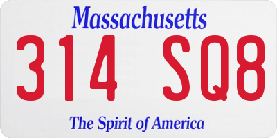 MA license plate 314SQ8