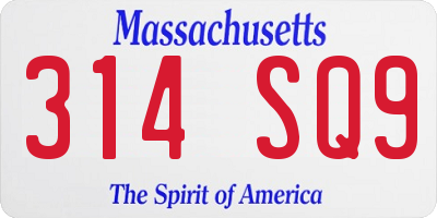 MA license plate 314SQ9