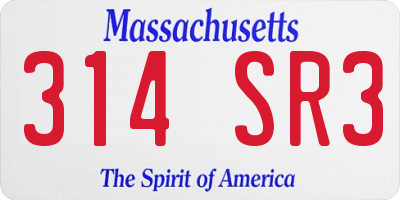 MA license plate 314SR3