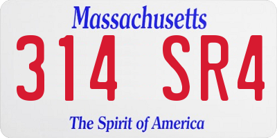 MA license plate 314SR4