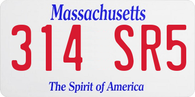 MA license plate 314SR5