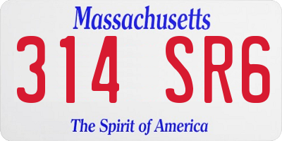 MA license plate 314SR6