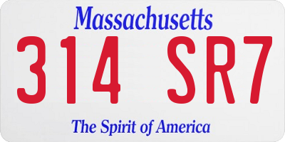 MA license plate 314SR7