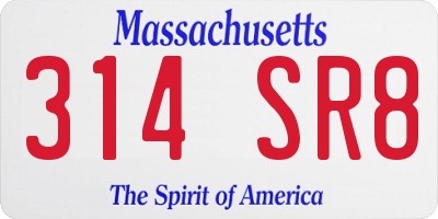 MA license plate 314SR8
