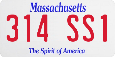 MA license plate 314SS1