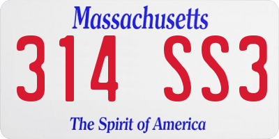 MA license plate 314SS3