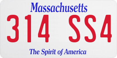 MA license plate 314SS4