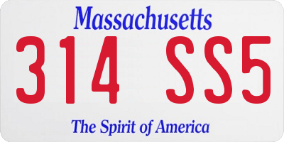 MA license plate 314SS5
