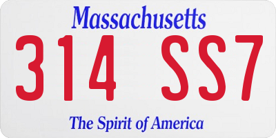 MA license plate 314SS7