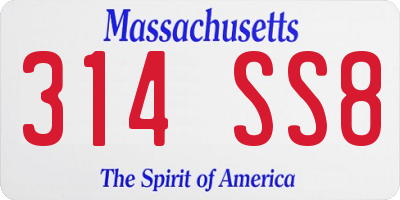 MA license plate 314SS8