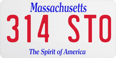 MA license plate 314ST0