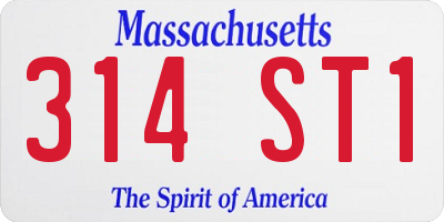 MA license plate 314ST1