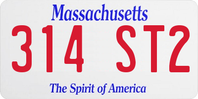 MA license plate 314ST2