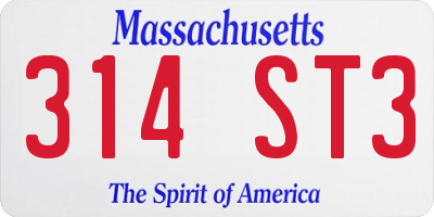 MA license plate 314ST3