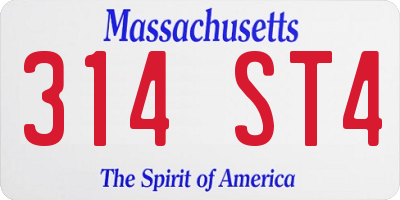 MA license plate 314ST4