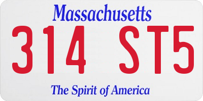 MA license plate 314ST5