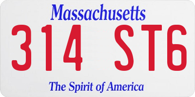 MA license plate 314ST6