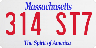 MA license plate 314ST7