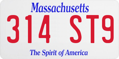 MA license plate 314ST9