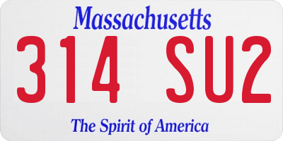 MA license plate 314SU2