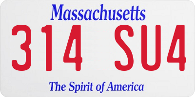 MA license plate 314SU4