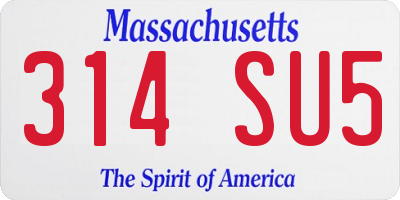 MA license plate 314SU5