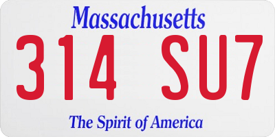 MA license plate 314SU7