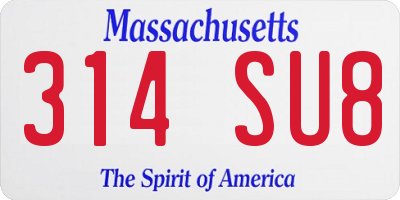 MA license plate 314SU8