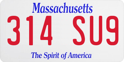 MA license plate 314SU9