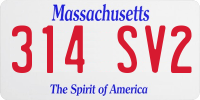 MA license plate 314SV2