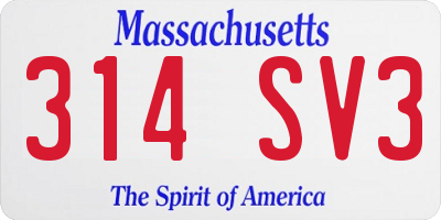 MA license plate 314SV3