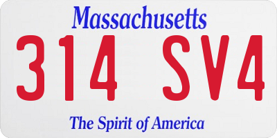 MA license plate 314SV4
