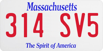 MA license plate 314SV5