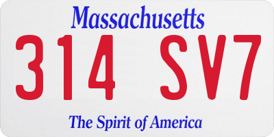 MA license plate 314SV7