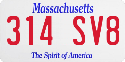 MA license plate 314SV8
