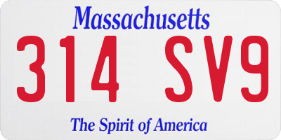 MA license plate 314SV9