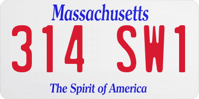 MA license plate 314SW1